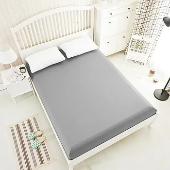 

Soft 100%Polyester Solid Fitted Sheet Bed Sheets Mattress Cover full circle With Elastic Band 18 Colors Full Queen King Size