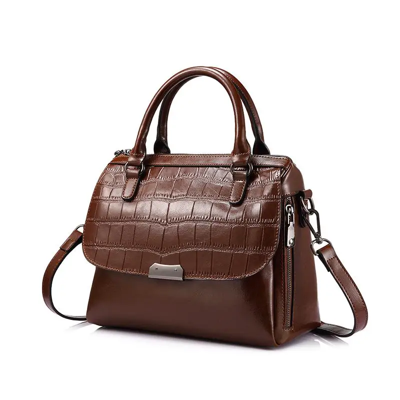 REALER женская сумочка сплит-кожа сумка маленькая сумочка с короткими ручками женская сумка через плечо хорошего качества - Цвет: Коричневый