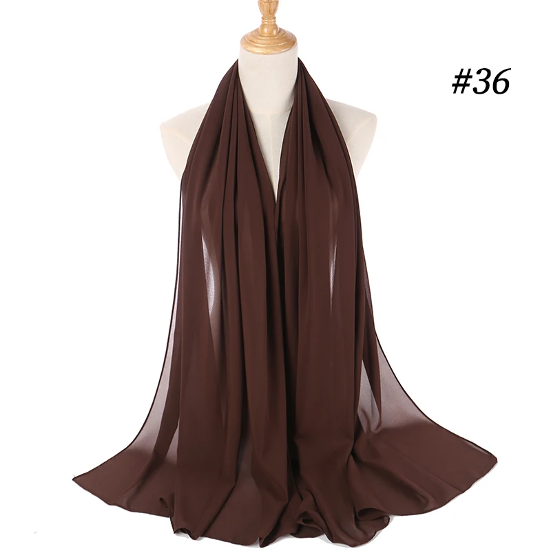 Простой пузырь шифон хиджаб платок шарф для женщин сплошной цвет длинные шали и палантины мусульманские хиджабы шарфы женский платок Femme