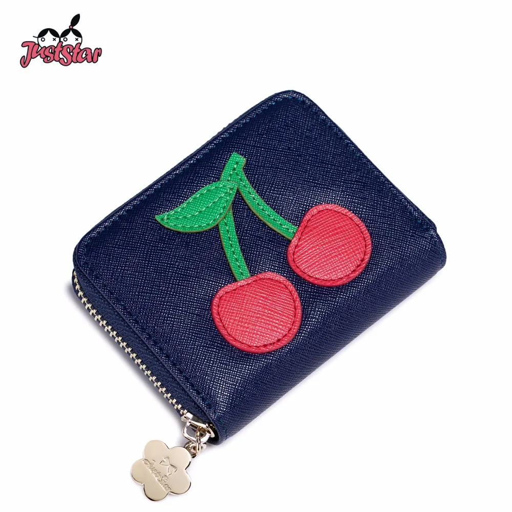 JUST STAR Women's PU Leather Wallets Ladies Cute Fruit Cherry Panelled