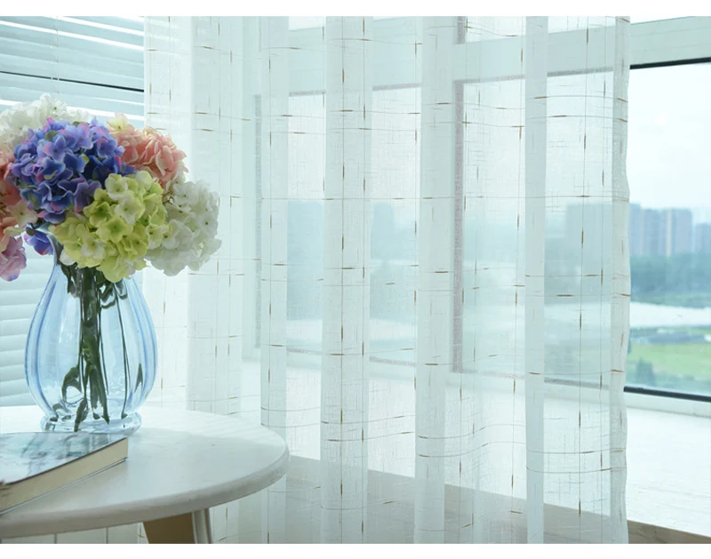 Белая однотонная льняная Прозрачная Вуаль прозрачная занавеска s для гостиной Роскошная занавеска с кружевом занавески для спальни балкона WP0383