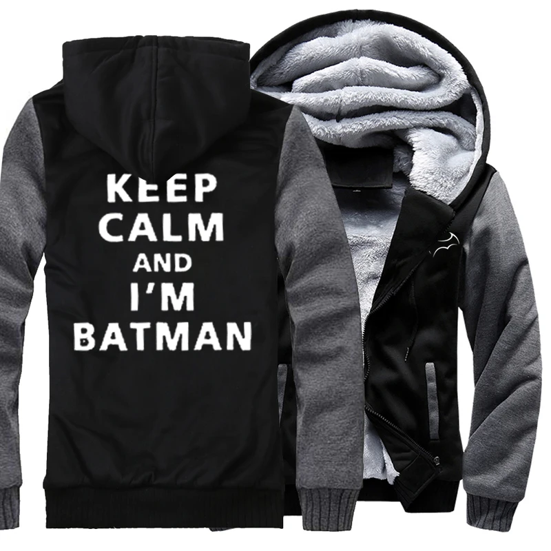 Модные толстовки для мужчин с буквенным принтом Keep Calm And I'm Batman повседневные 2019