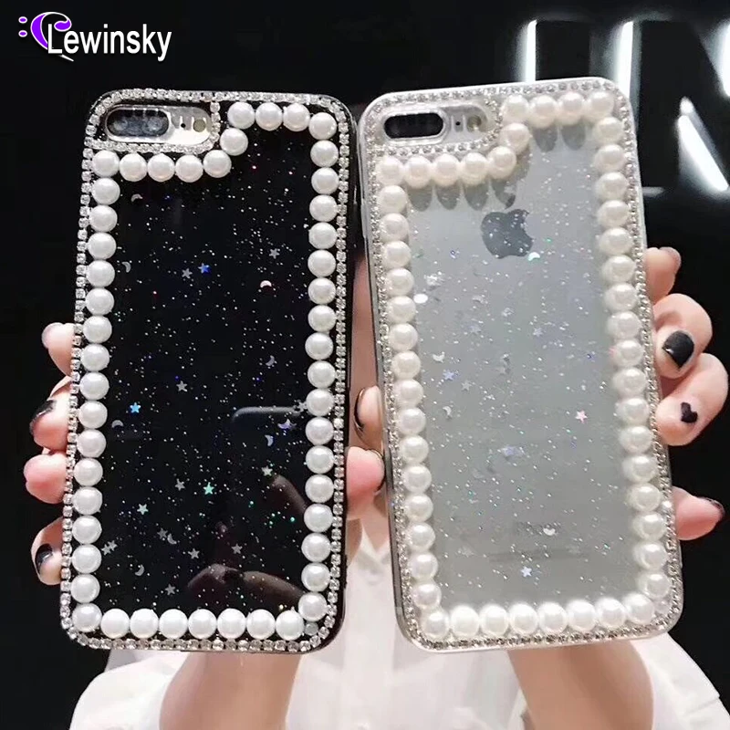 

Bling Clear Phone Case For iphone X 8 7 6 6S Plus XR XS MAX Thin Slim Star Transparent Diamond Stander Holder Cases For iPhone X