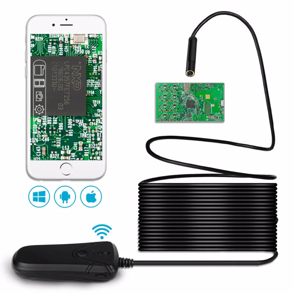 Lerbyee Wifi беспроводной Эндоскоп HD 1080P Инспекционная камера водонепроницаемый