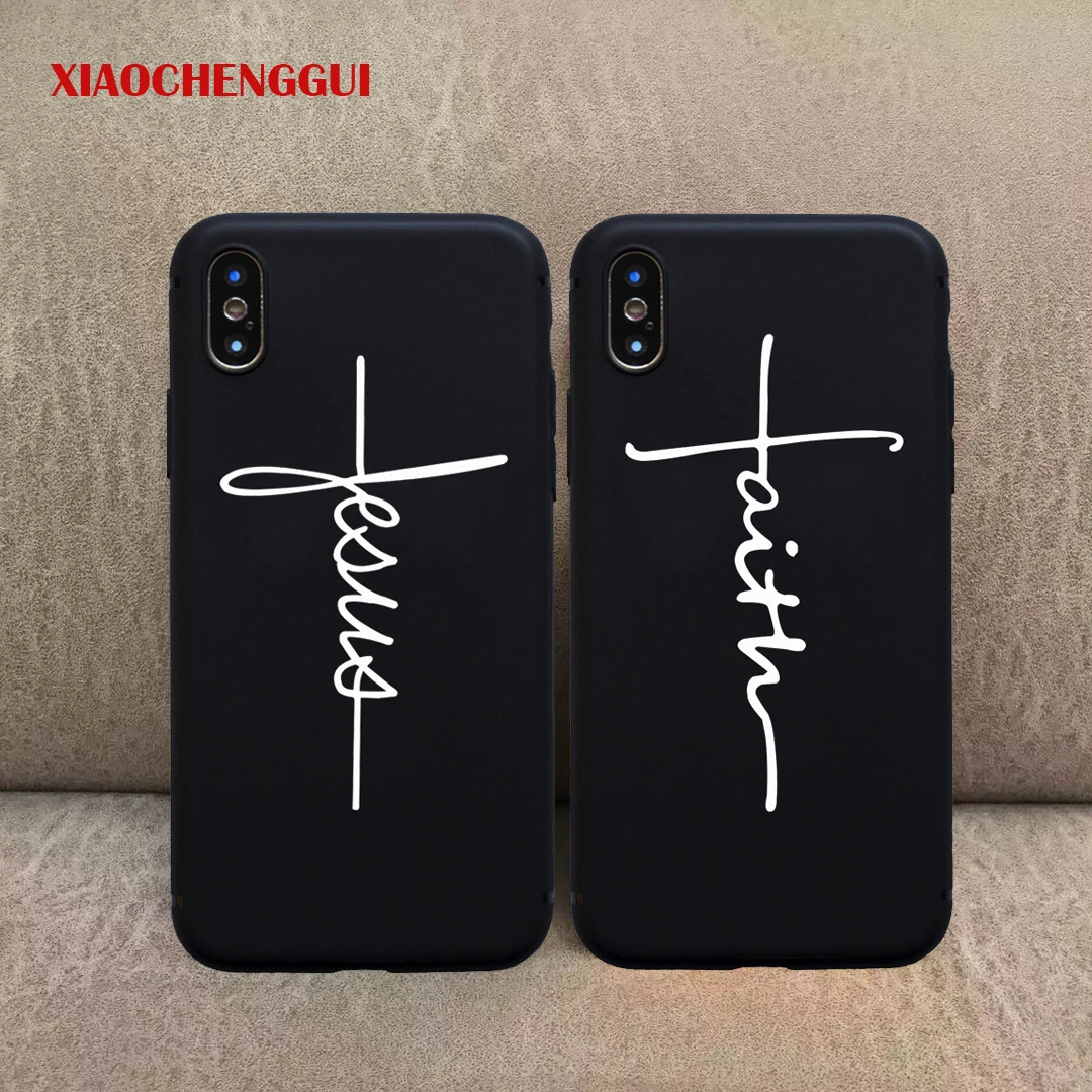 

Faith Christian Religious Jesus Cross Soft Silicone Frosted Matte Case Cover For iPhone 6 6S 5S SE 8 8Plus X 7 7Plus XS Max case