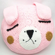 NEW Cute Round Rabbit Pillows 100% Cotton Kintted 3 Colors Children Cartoon CushionsKids Gifts Modern Home Decorative Props 1pcs