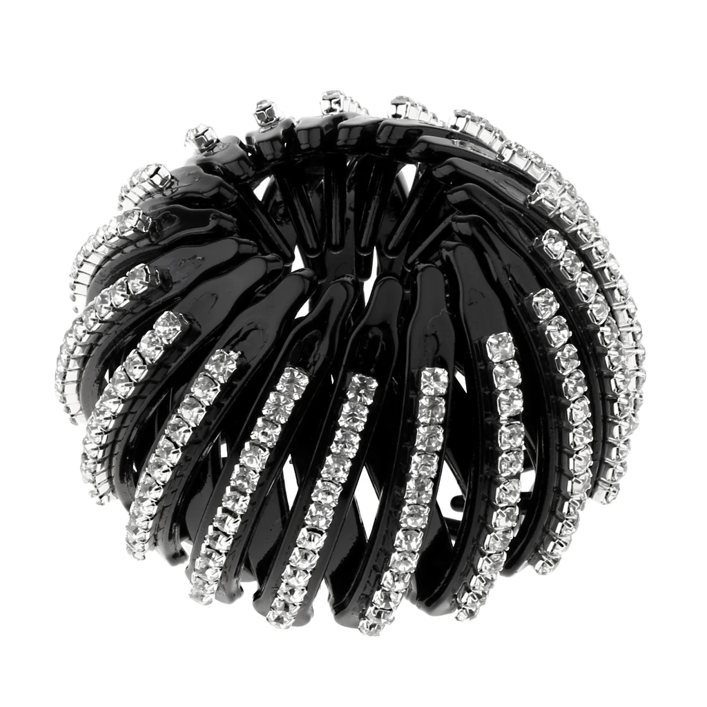 Elegant Lady Plastic Full Crystal Hair Updo Clip Bun Maker Wedding Prom Styling Tool
