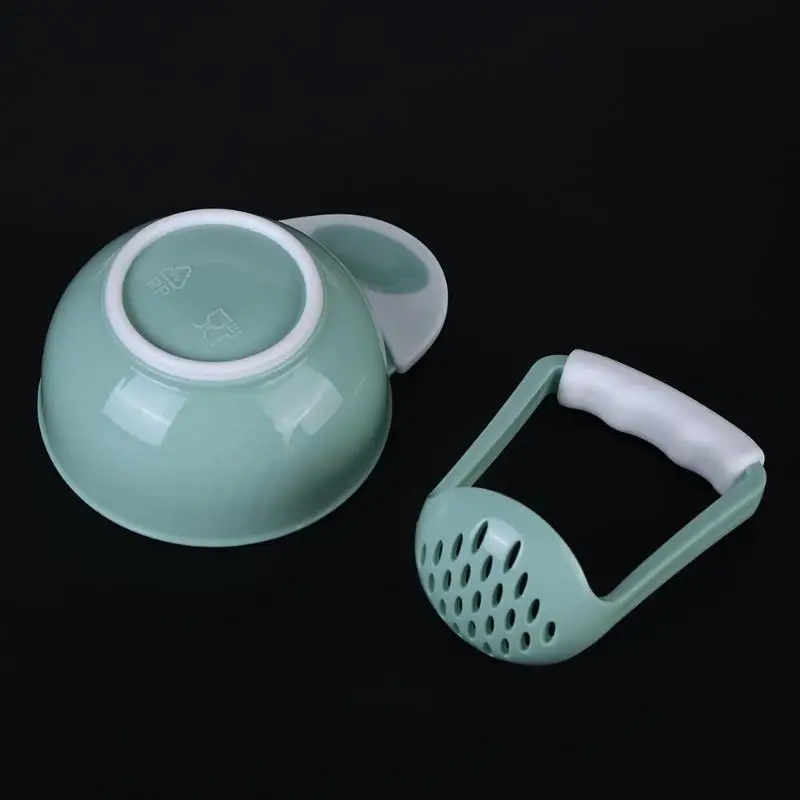 Infant Food Fruit Cook Feeding Mills Tools Baby Kids Grinding Set Manual Food Grinder Bowl Rod for 360 degrees grind food