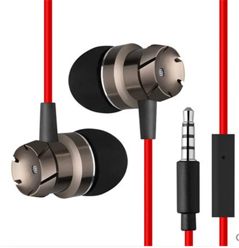 Subwoofer Metal Earphone with Microphone In Ear Earpiece Stereo Bass