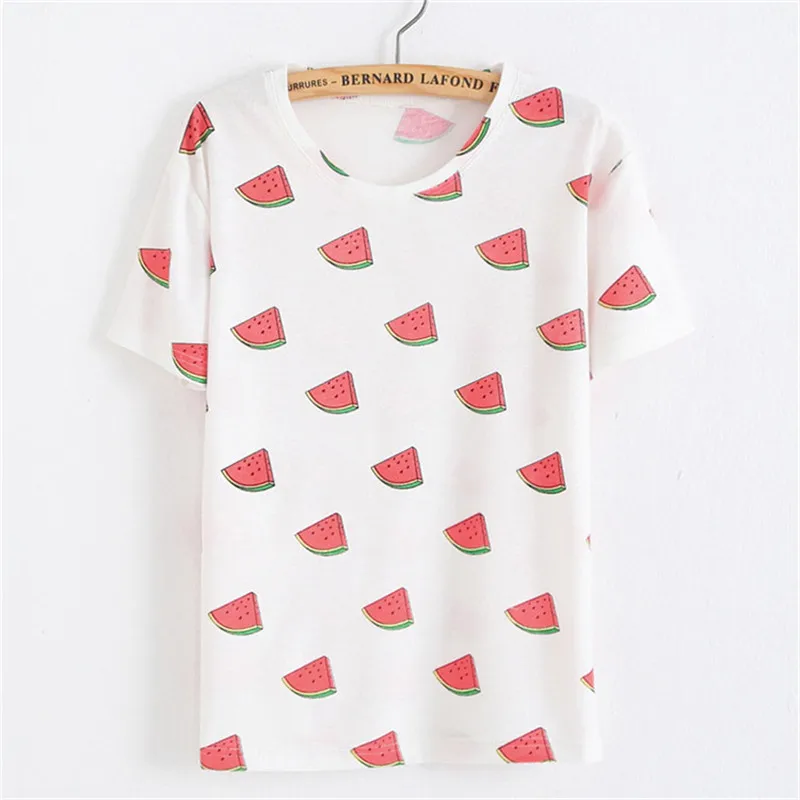 Новые летние женские модная футболка camiseta с принтом арбуза Harajuku Для женщин