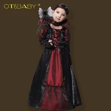 Детский костюм вампира на Хэллоуин; кружевное платье принцессы и ожерелье; праздничное платье; детские маскарадные костюмы