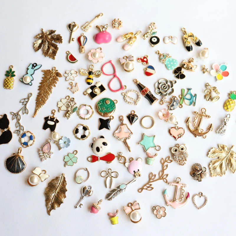 

Feedback Customer ~ 30Pcs Mix Random Styles Glass Colorful Glazing KC Gold Alloy Pendants Jewellery Charms