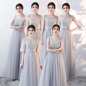 

Gray Elegant Homecoming Dress Novelty Women Cheongsam Sexy Long Slim Qipao Asian Bridesmaid Wedding Dresses Prom Party Gowns