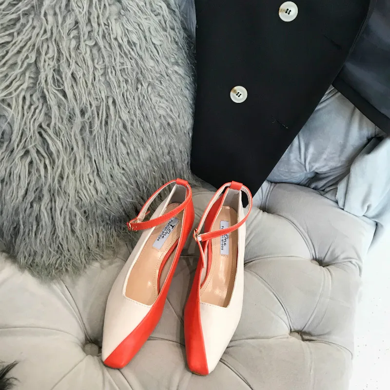 Новые Брендовые женские туфли-лодочки женские офисные туфли-лодочки из коровьей кожи на низком каблуке без застежки с круглым носком Женская Всесезонная обувь женские Размеры 35-39 - Цвет: Оранжевый