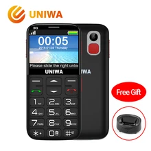 Uniwa V808G Old Man Mobile Phone 3G SOS Button 1400mAh 2.31 Inch Curved Screen Cellphone Flashlight Torch Cell Phone For Elderly