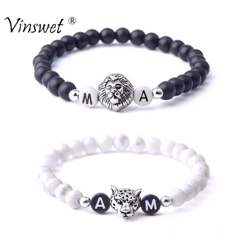 

Couple Bracelet Yin Yang Natural Stone Black Onyx White Turquoises Beads Bracelet for Women Men Fashion Jewelry Pulseira Feminin