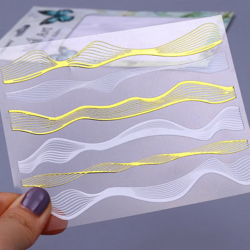 3D Nail Sticker Gold Silver Metal Strip Tape Multi-size Adhesive Gel polish Decoration DIY Nail Stickers Nail Art 3D nail foil