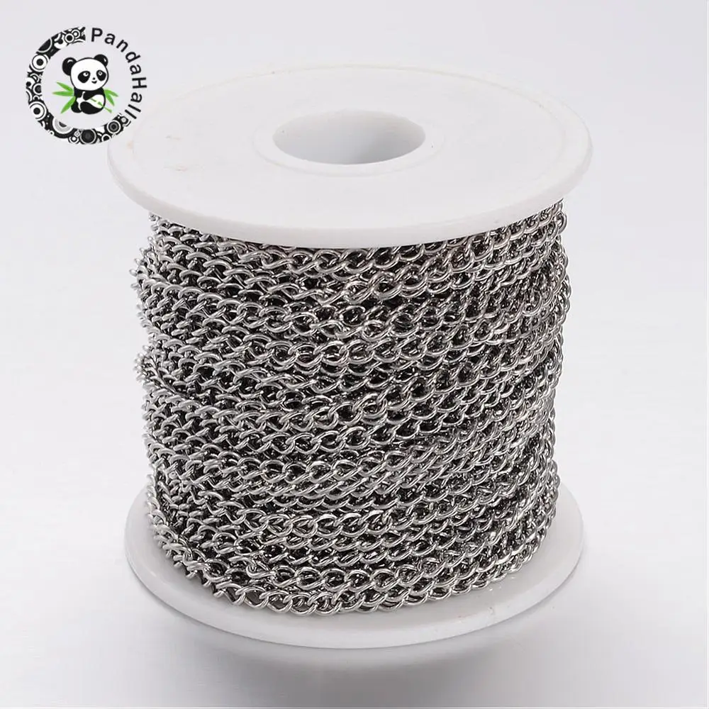 304 Stainless Steel Curb Chains, with Plastic Spool, for Jewelry Making