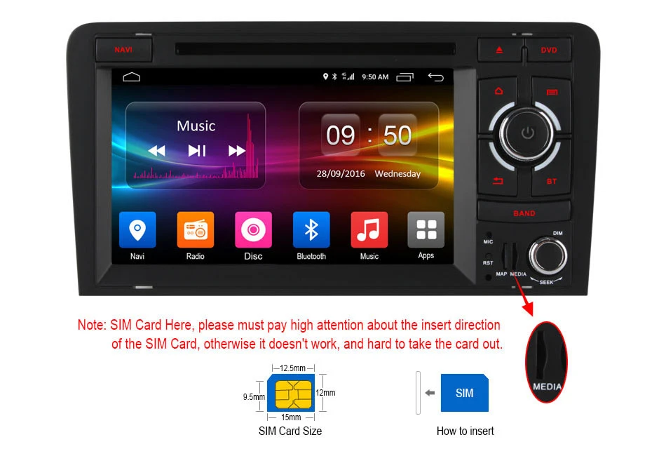 Discount 4G SIM LTE  Octa Core Android 6.0 32GB ROM 2 Din 7" Car DVD Player For Audi A3 S3 2004-2011 wifi RDS Radio GPS map Bluetooth 4.0 0