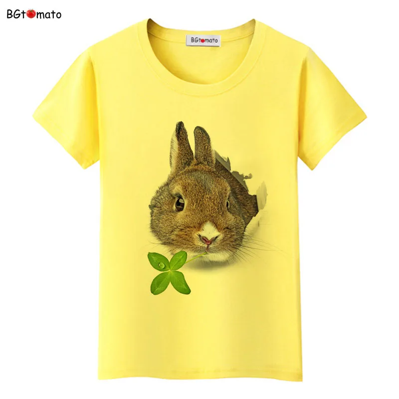 BGtomato Футболка Кролик едят трава Милая 3D футболка Женские супер Забавные футболки оригинальная брендовая одежда крутая футболка