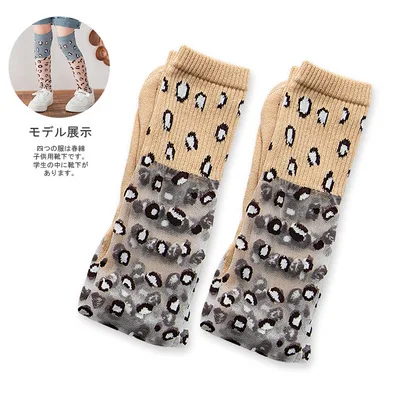 Girls Kids Knee High Socks Stripes dot Pattern Children glass Leopard Socks 6 colors for 2~10 years Baby Long Leg Warm - Цвет: 2