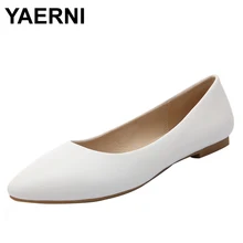 YAERNI/Женская обувь; новые кожаные туфли на платформе и каблуке; белые женские кожаные туфли с острым носком для девочек; большие размеры 41