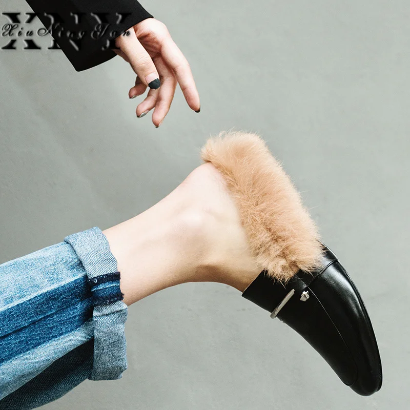 XIUNINGYAN Women Winter Boots Genuine Leather Ankle Metal Snow Boots Female Warm Rabbit Fur Brand Shoes High Quality Botas Mujer XIUNINGYAN Women Winter Boots Genuine Leather Ankle Metal Snow Boots Female Warm Rabbit Fur Brand Shoes High Quality Botas Mujer