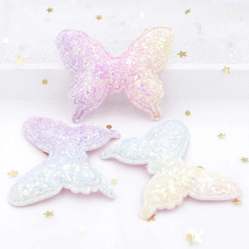 

Iridescence Gradient Ramp Padded Patches Glitter Paillette Kawaii Butterfly Appliques for DIY Hair Clips Decor Accessories S57