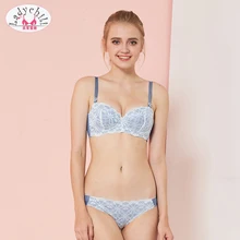 Ladychili Intimates молодая Для женщин сладкий кружева Скелет выдалбливают Половина чашки бюстгальтера Мягкий Push Up матч бюстгальтер и трусики костюм N335