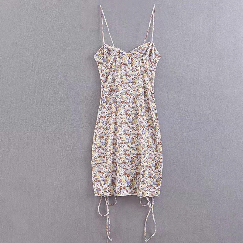 Women's Clothing Dress 2019 Sling Drawstring Small Floral Wrapped Chest
Bag Hip Sexy Dress Ms Summer Street Slim Fit Clothing
