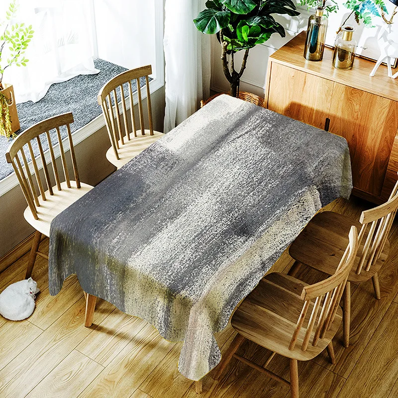 

Simple Color Pattern Tablecloth Digital Printing Polyester Comfortable Waterproof Table Cloth Cover for Home