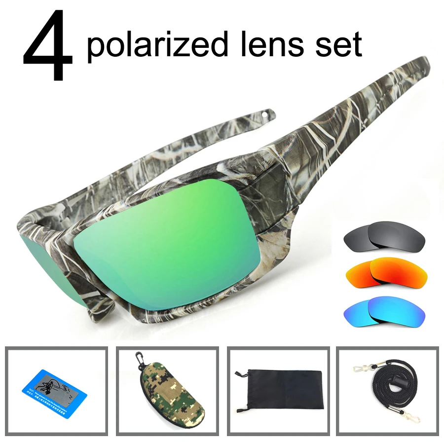 NEWBOLER Fishing Sunglasses 4 Polarized UV lens Camouflage Frame Men Women Sport Sun Glasses Camping Driving Clip Eyewear