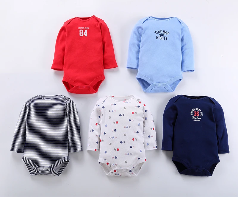 

0-24M 5pcs Cartoon Long Sleeved Baby Boy Bodysuits Newborn Baby Boy Bodysuits Triangle Bodysuits Striped Baby ROBG040631567