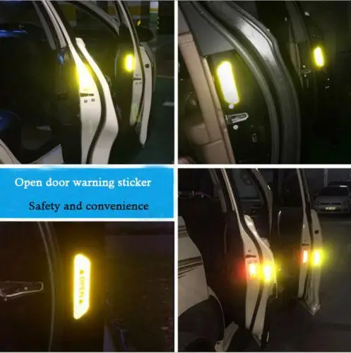 4Pcs/set Auto Car Door OPEN Sticker Universal Safety Warning Mark Reflective Tape Decal Scratchproof Prevent-bump Car Accessory