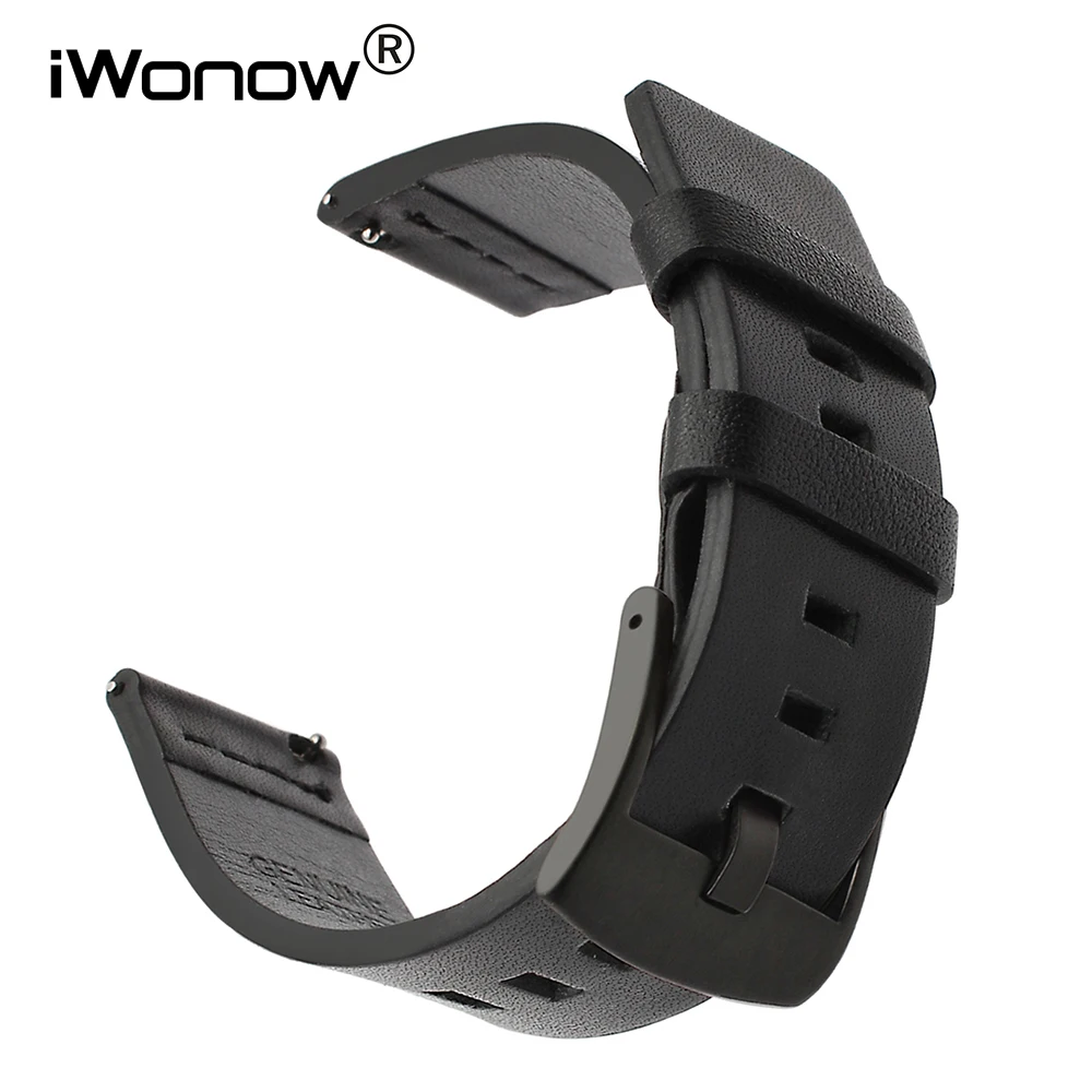 22mm Italian Oily Leather Watchband for Moto 360 2 46mm Men Pebble Time Huawei Watch 2 (Classic) Quick Release Band Wrist Strap
