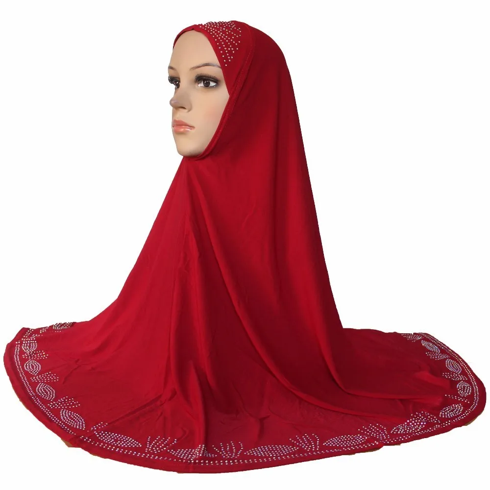 

Muslim Hijab Islamic Plus Size Super Long Hijab Scarf Woman Amira Cap Beautiful Surround Drill