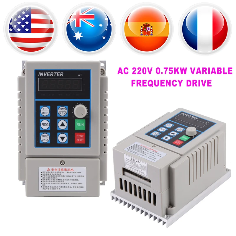 

AT1-0750X AC 220V 0.75kW Variable Frequency Drive Single Phrase Motor Drive VFD Speed Controller