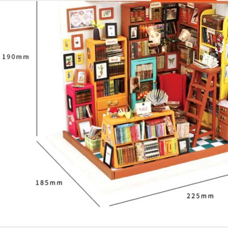 Cuteroom ручной работы DIY Кукольный дом книжный магазин кукольный домик Миниатюрный 3D светодиодный набор мебели светильник коробка лучший подарок для детей