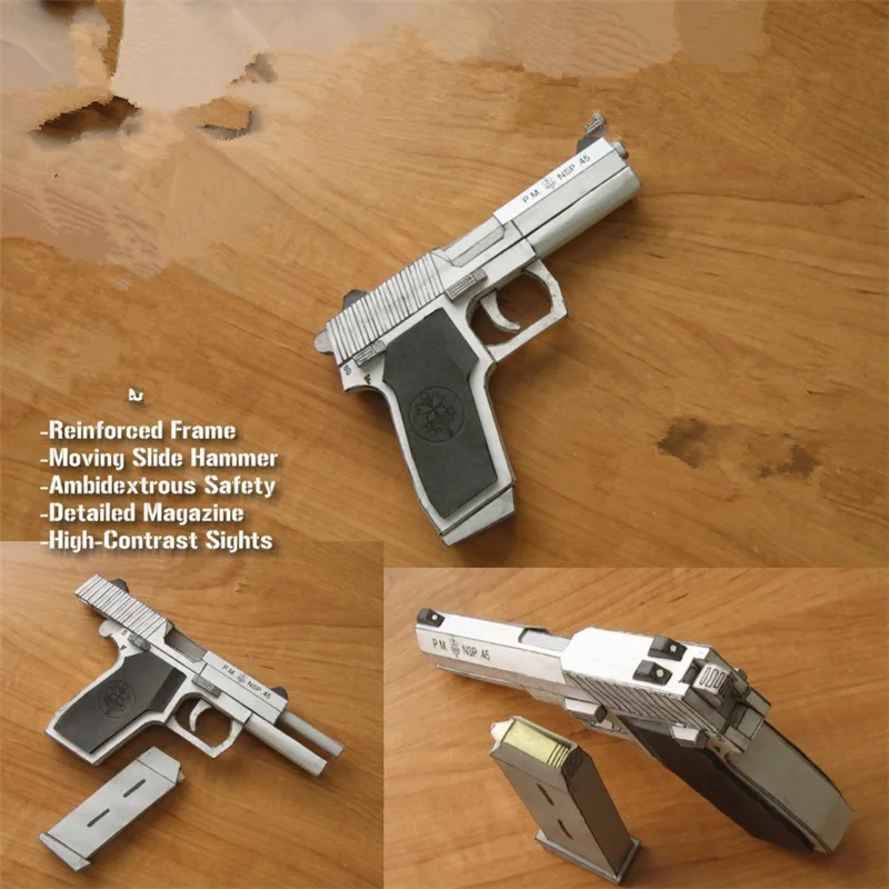 

Paper Pistol Gun Model Toys Handmade 3D DIY material manual creative Party show props tide decorate Challenge Gift For Child