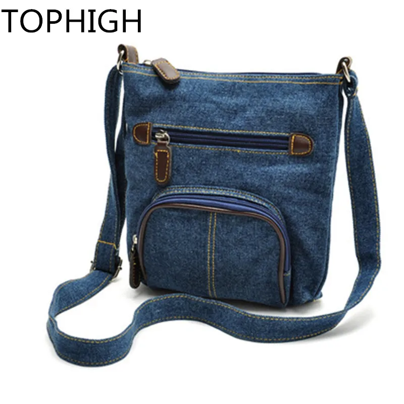 2018 hot sale fashion retro dark blue denim Solid denim handbag