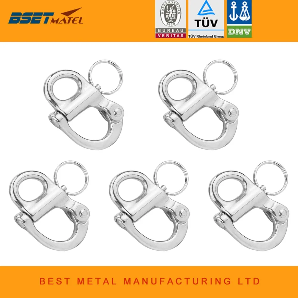 

5PCS stainless steel 316 Rigging Sailing Fixed Bail Snap Shackle Fixed Eye snap hook sailboat Sailing Boat Yacht Outdoor Living