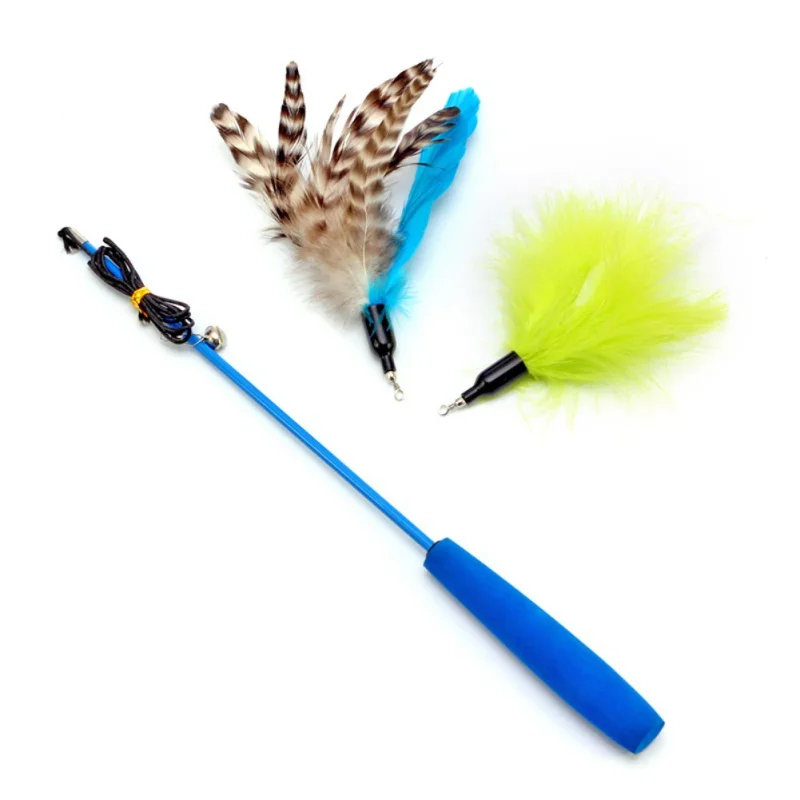 3Pcs/Set Fuuny Pet Fit For Life Retractable Wand with 2 Feathers Kitten