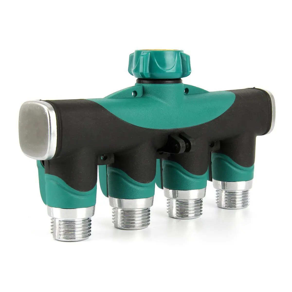 JX-LCLYL 4-Way Water Tap to Hose Connector Heavy Duty Garden Water Hose Splitter Green