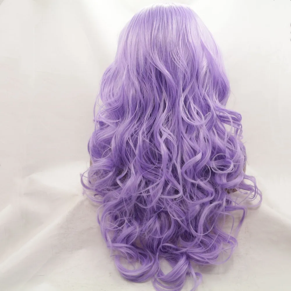 Marquesha естественный вид волнистые термостойкие волокна романтическая Лаванда Фиолетовый синтетический парик фронта шнурка для женщин