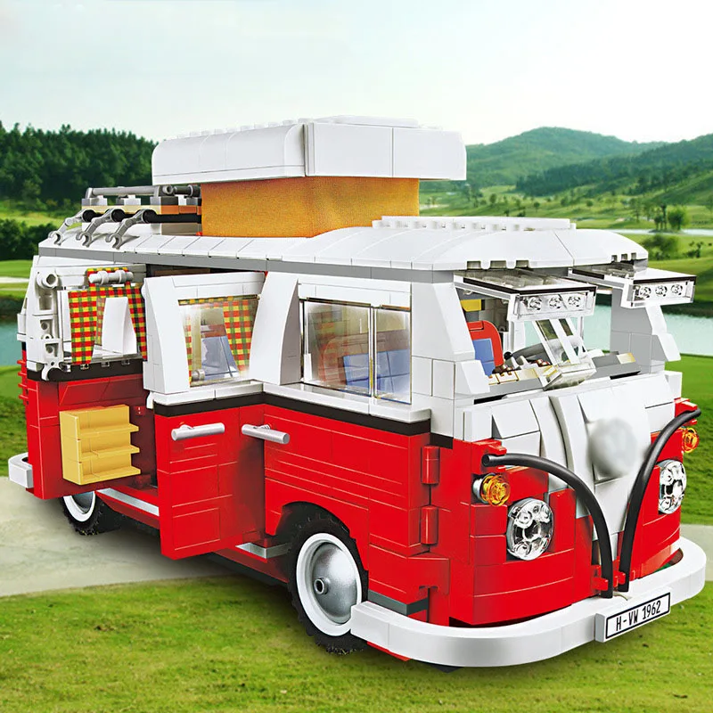 Baratos Lepinblocks 21001 Volkswagen T1 Camper Van edificio bloque legoings creador experto tecnología 10220 LED luz juguete regalo niños