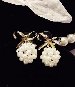 

2019 new arrival hot Korea simple bow pearls wild tassel earrings pendant earrings earrings Boucle d'oreille Studsoorring