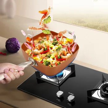

RU seller！4pcs/kit Western Style Copper Square Non-stick pan Baked Grilled Fried Fry Basket Steamer Rack +Glass Lid