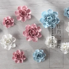 Peony Cherry blossoms decorative wall flower dishes ceramic decorative plates handicraft porcelain flowers craft home decoration