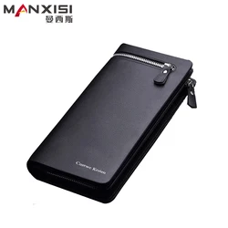 

New Fashion Leather Men Wallets 2016 Long Designer Famous Brand Man Zipper Wallet With Coin Bag Men Purses