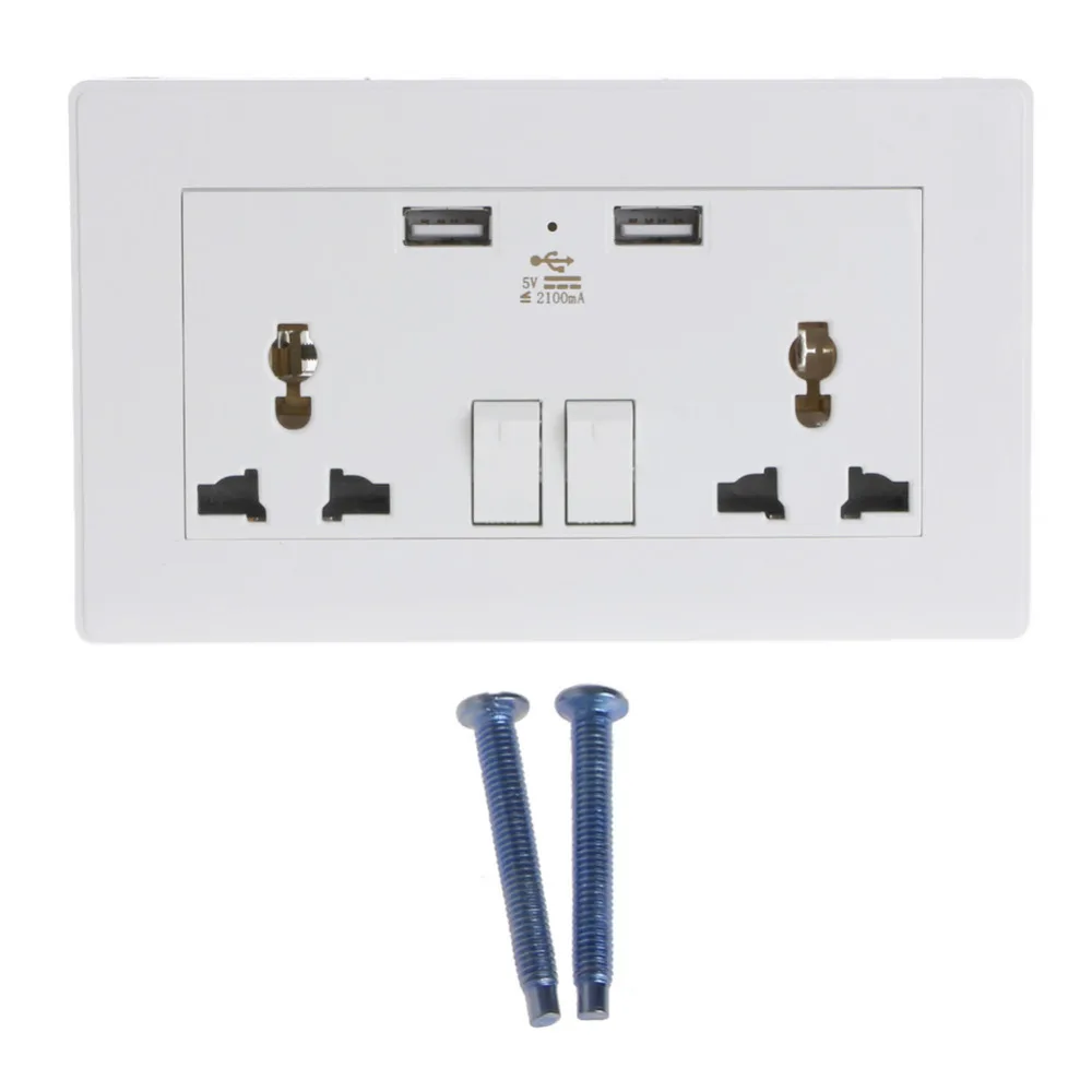 

NEW Universal Wall Socket Dual USB Plug Switch 2100mA Outlet With LED Indicator H15